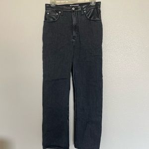 Abercrombie half vegan leather half black denim pants